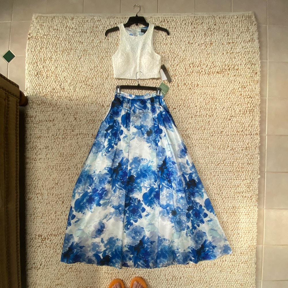 Blue and white floral dress